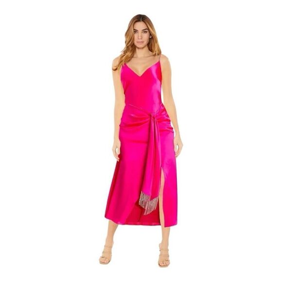 Cinq a Sept Kalena Pink Silk Midi Dress Size 6 - Picture 4 of 12